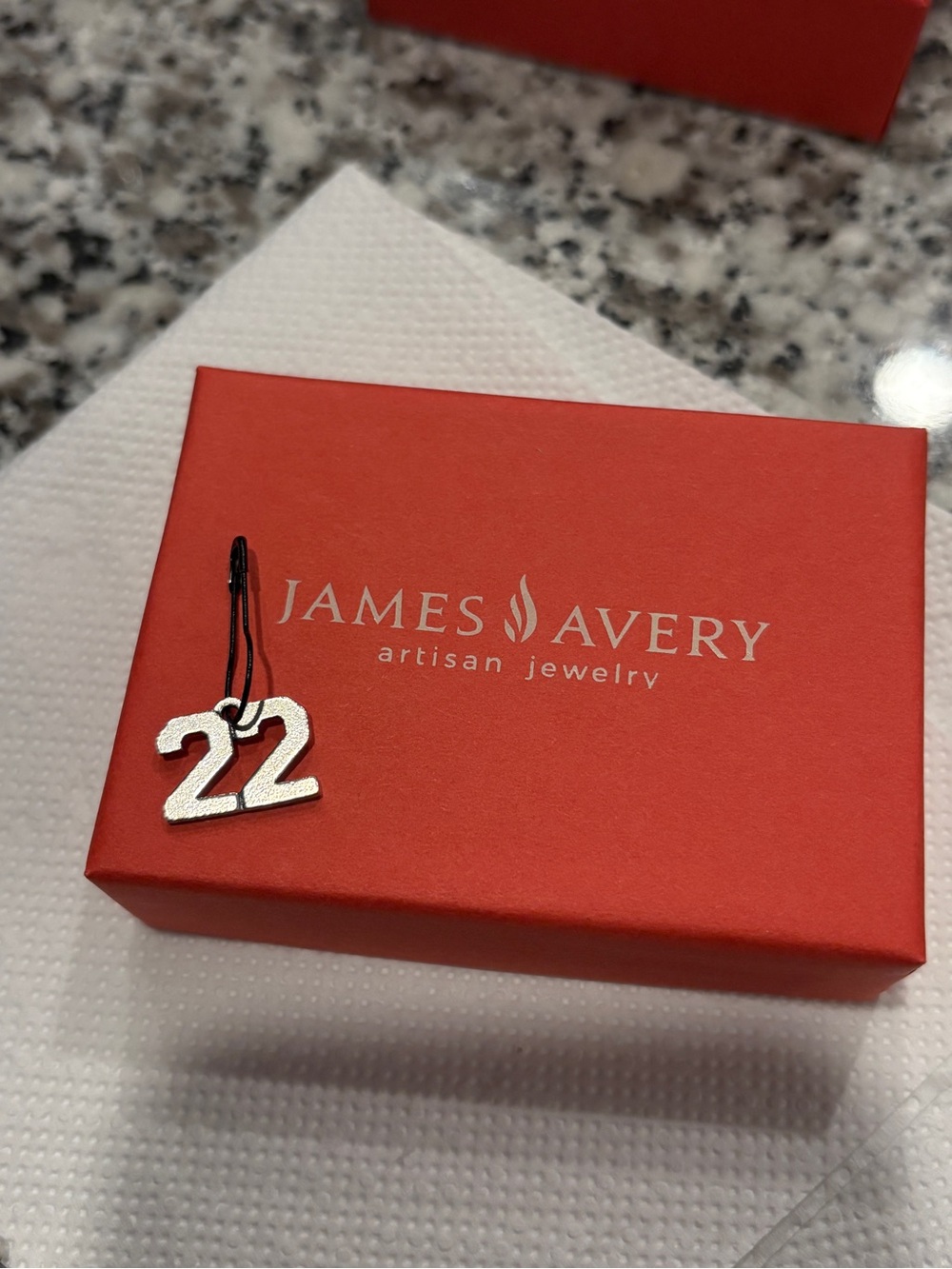 James Avery Silver Number 22 Charm on Cord